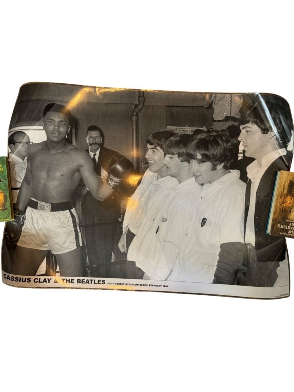 Muhammad Ali & The Beatles 1964 Black & White Poster laminated 33x24" READ